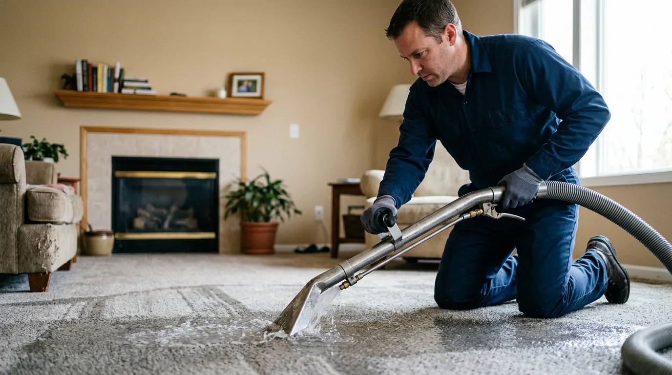 Water damage restoration technician working near College, AK